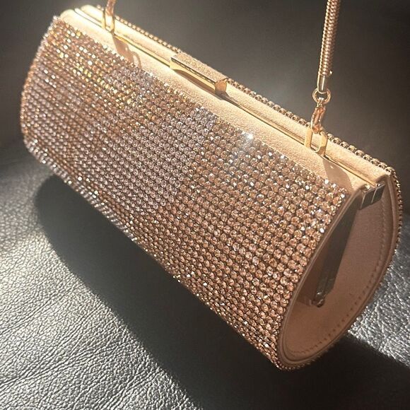 Genuine Swarovski Bag Authentic Swarovski Gold Clutch. - Picture 3 of 17